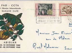 56569 - FRUITS Banana COFFEE -  IVORY COAST -  POSTAL HISTORY:  COVER 1960