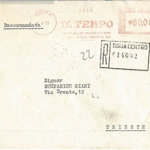 63325 -  ITALY - POSTAL HISTORY - RED MECHANICAL POSTMARK  1955 -   Journalism