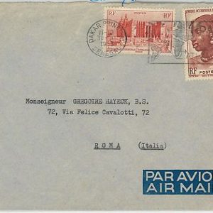 63313 -  SENEGAL - POSTAL HISTORY -  POSTMARK  on  COVER to ITALY  1953 -  MAPS