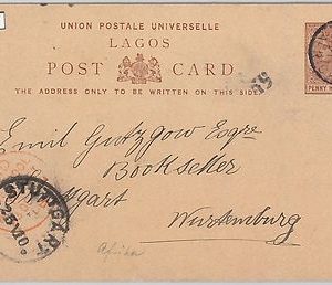 51888 - LAGOS -  POSTAL HISTORY - POSTAL STATIONERY CARD to GERMANY 1891