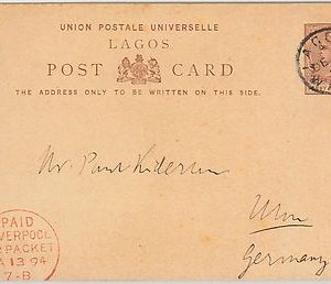 51890 - LAGOS -  POSTAL HISTORY - POSTAL STATIONERY CARD to GERMANY 1893