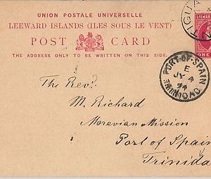 51892 -   Leeward Islands -  POSTAL HISTORY -  STATIONERY CARD to TRINIDAD 1891