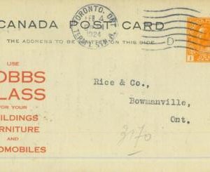 93156 - CANADA - Postal History - Advertising STATIONERY CARD 1924  cars GLASS