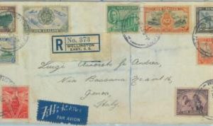 83793 - NEW ZEALAND -  Registered FDC COVER to ITALY 1946 - SG # 667/77