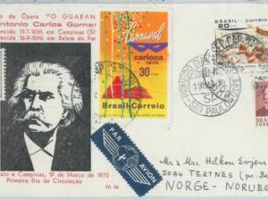 81765 - BRAZIL - POSTAL HISTORY -  COVER to NORWAY  1970 -  Music CARNIVAL