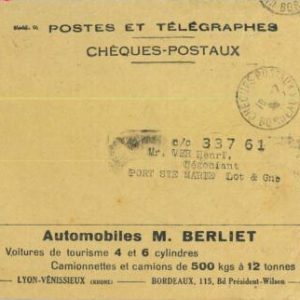 93157  - FRANCE - POSTAL HISTORY - Advertising  CHEQUES COVER 1929 Autos SHAVING