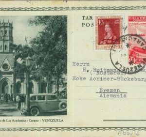 93400 - VENEZUELA - Postal History -  STATIONERY CARD -  ARCHITECTURE cars 1952