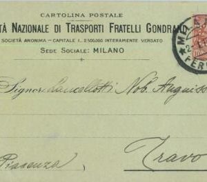 93218 - ITALY - POSTAL HISTORY - PERFIN stamp on POSTCARD - TRANSPORT  1924