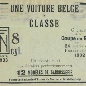 93173  - BELGIUM - POSTAL HISTORY - Advertising CHEQUES COVER 1933  Auto CARS FN