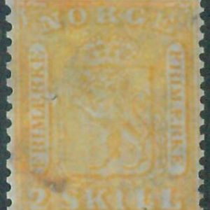 88250 -  NORWAY -  STAMP  - Mi #  6 -  USED - probably REPAIRED reperforated!