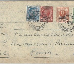 71606 - ITALIA COLONIE: SOMALIA - Sass # 92 + 93 + 94 + 100 su BUSTA a ROMA 1928