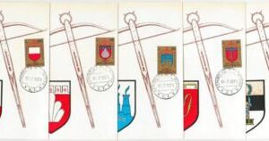 63799 - SAN MARINO - POSTAL HISTORY: set of 5 MAXIMUM CARD 1974 - HERALDRY Lion