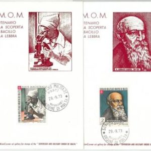 63704 -  SMOM - POSTAL HISTORY: Set of 2  MAXIMUM CARD 1973 -  MEDICINE Leprosy
