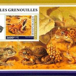 A7321 - CENTRAFRICAINE - ERROR MISPERF Stamp Sheet - 2022 - Reptiles, Frogs