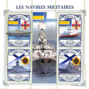 A7263 - CENTRAFRICAINE -  ERROR MISPERF Stamp Sheet - 2022 - MilitaryShips