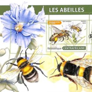 A7343 - CENTRAFRICAINE - ERROR MISPERF Stamp Sheet - 2022- Insects -Honeybees