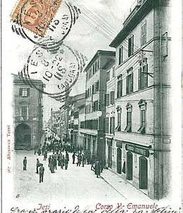 CARTOLINA d'Epoca ANCONA provincia : IESI - Corso V Emanuele 1902