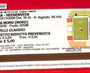 C1360 - Vecchio BIGLIETTO PARTITA CALCIO - 2006 / 07 - PARMA vs HEERENVEEN