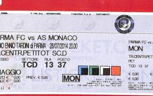 C1361 - Vecchio BIGLIETTO PARTITA CALCIO - UEFA cup 2014: PARMA vs MONACO