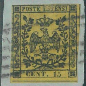 87681  - ANTICHI STATI : MODENA -  Sassone 3 Usato su PICCOLO FRAMMENTO