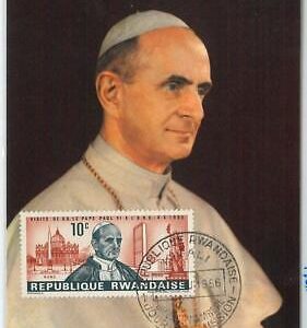 62825  - RWANDA - POSTAL HISTORY: MAXIMUM CARD 1966 - POPE Papa PAOLO VI