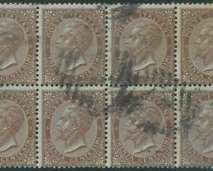 87910  - ITALIA REGNO -  Sassone # T19 blocco di 8 USATO - Firmato DIENA - RARO!