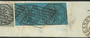 82403 - Pontificio - STORIA POSTALE: Sass 7 singolo  + 8 coppia FRAMMENTO