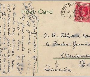 51976 -  ST LUCIA -  POSTAL HISTORY - POSTCARD to CANADA  1915
