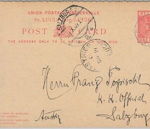 51974 -  ST LUCIA -  POSTAL HISTORY - POSTAL STATIONERY: Double card to AUSTRIA