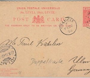 51973 -  ST LUCIA -  POSTAL HISTORY - POSTAL STATIONERY: Double card to GERMANY
