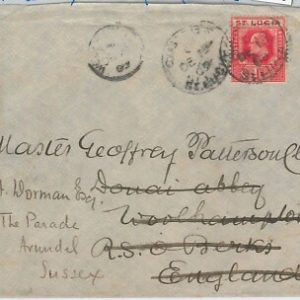 51970 -  ST LUCIA -  POSTAL HISTORY - COVER to ENGLAND - FORWARDED 1909