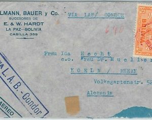 65412 - BOLIVIA -  Postal History -  AIRMAIL COVER to GERMANY: Via CONDOR ! 1938