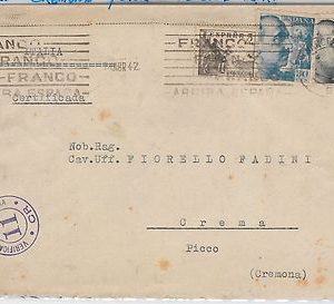 España - HISTORIA POSTAL: sobre CARTA a ITALIA Crema Cremona 1942
