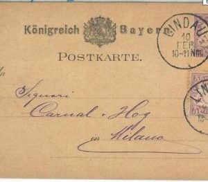 69951 - GERMANY: Bayern - POSTAL HISTORY - Stationery Card LINDAU to ITALY 1882
