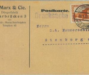 85219 - GERMANY SAAR Sarre - POSTAL HISTORY -  Single stamp on CARD   1927