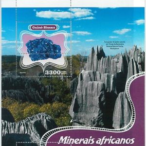 GUINEA BISSAU - ERROR, 2014 MISSPERF SHEET: MINERALS FROM AFRICA, AZURITE