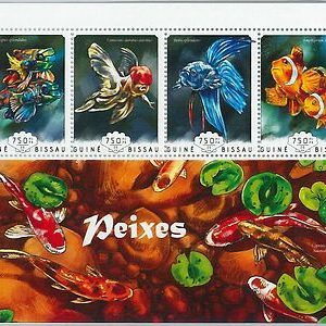 GUINEA BISSAU - ERROR, 2014 MISSPERF SHEET: FISH, MARINE LIFE
