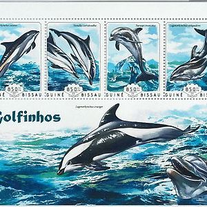 GUINEA BISSAU - ERROR, 2014 MISSPERF SHEET: DOLPHINS, ANIMALS, MARINE LIFE