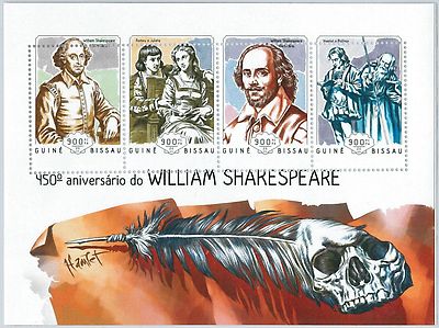 GUINEA BISSAU - ERROR, 2014 MISSPERF SHEET: W. SHAKESPEARE, LITTERATURE, THEATRE