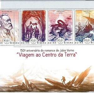 GUINEA BISSAU - ERROR, 2014 MISSPERF SHEET: JULES VERNE, LITTERATURE, THEATRE