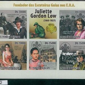 Sao Tome e Principe 2010, IMPERF SHEET: Girls Scout, J. Gordon Low, Nature