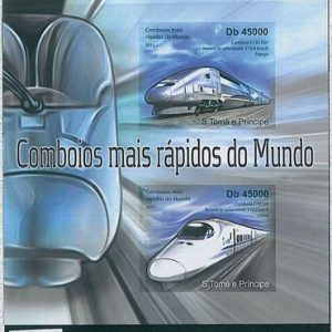 Sao Tome e Principe 2011, IMPERF SHEET: High Speed Trains round the World, TGV