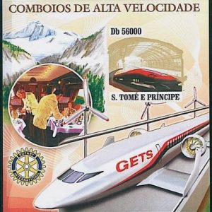 Sao Tome e Principe 2011, IMPERF SHEET: High Speed Trains of the World, Rotary