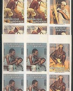 GABON Yvert 720 / 23  IMPERF in blocks of 4 - GASTRONOMY Agricolture ETHNIC 1992