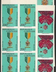 GABON - Yvert 724 / 726  IMPERF in  blocks of 6 MILITARY DECORATIONS Medals 1992