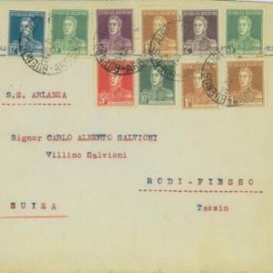 P0403 - ARGENTINA - POSTAL HISTORY -  SAN MARTIN 7 colors COVER to SWITZERLAND