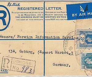 NIGERIA - POSTAL  STATIONERY Registered COVER from OSHOGBO to  GERMANY 1951