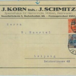 85231 - GERMANY Saar  - POSTAL HISTORY - Overprinted stamps on COVER  1921