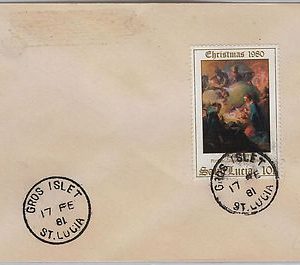 39813   ST LUCIA -  POSTAL HISTORY - COVER with nice postmark: GROS ISLET 1981