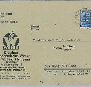 62468-GERMANY Sowjetische Besatzungszone - POSTAL HISTORY: COVER to HOLLAND 1949